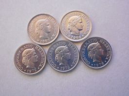 5 x 10 Rp. unz/stgl  1967/68/72/73/75