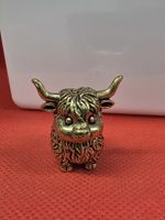 Miniatur Highland Rind Figur aus Messing neuwertig