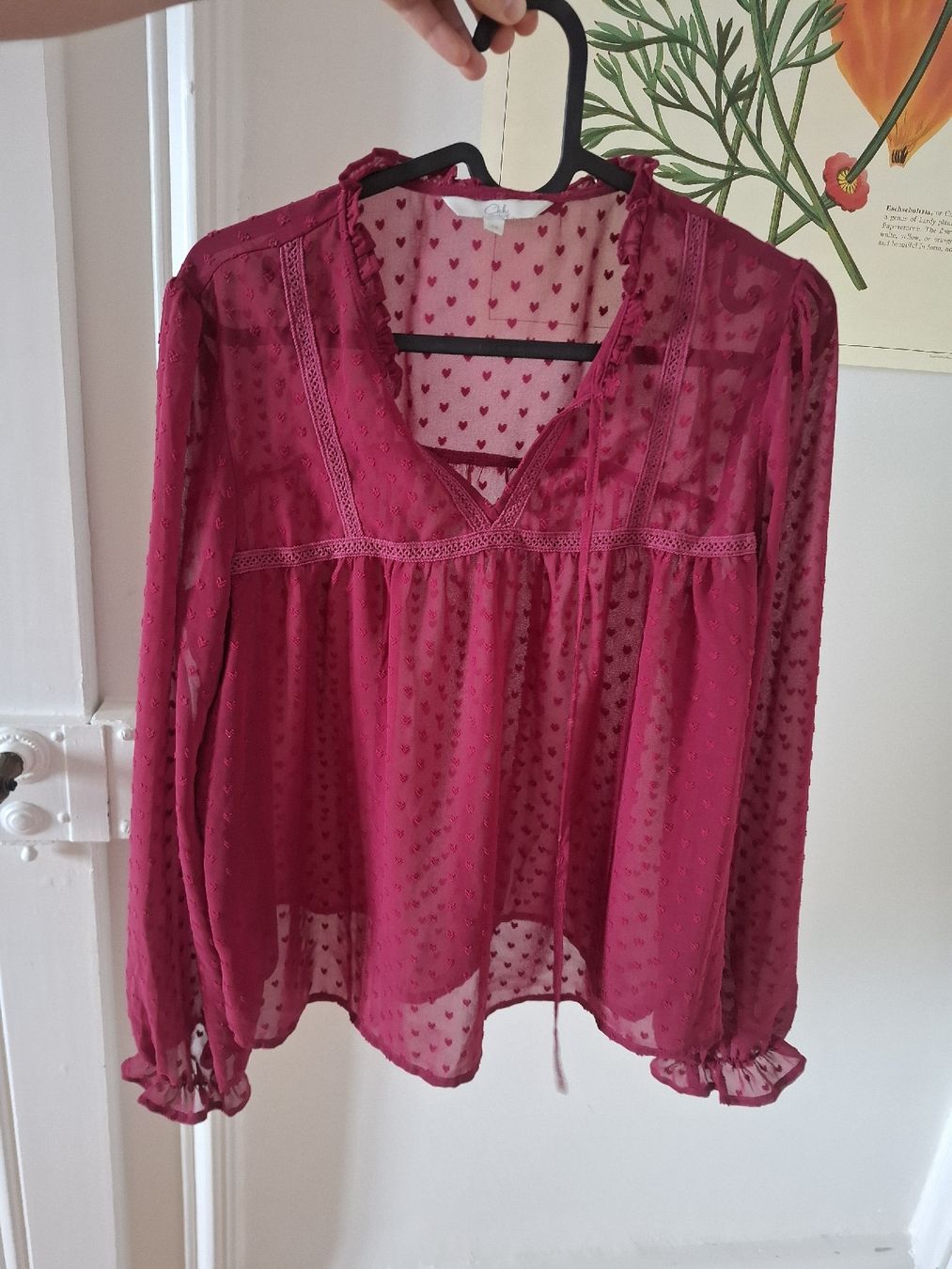 C&A Camicette: Sheer Heart Blouse Raspberry pink  – Usato da Lausanne venduto da bon_cv2n