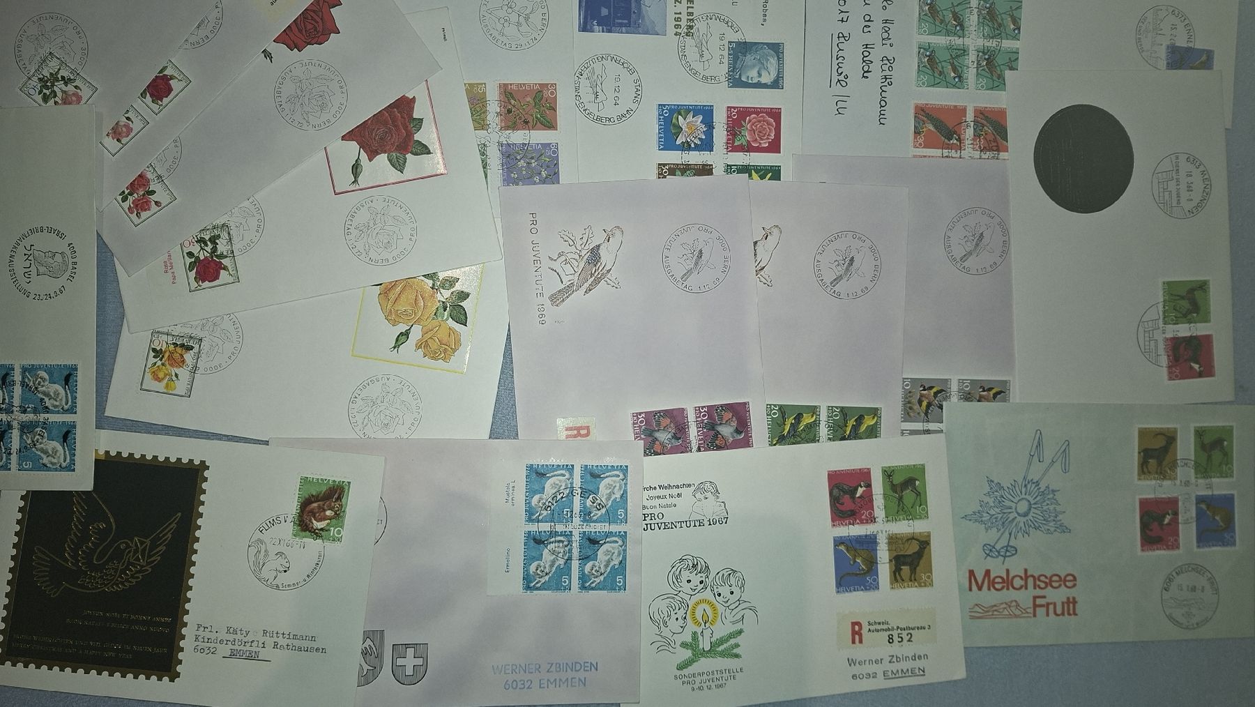 Tutti i francobolli: Lot Pro Juventute Briefe ca 50Stk. – Usato da Balgach venduto da SIMEON27 1