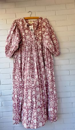Maxi Dress – Hand Block Printed, 100% Cotton –  S/M & LXL