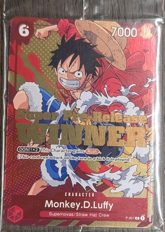 Bandai Carte collezionabili: One Piece Monkey D. Luffy Super Pre-Release WINNER Card – Nuovo (secondo la descrizione) da Bützberg venduto da RFC2549
