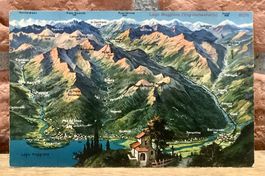 Relief Ansicht - Lago Maggiore Maggia Verzasca Vogelschau AK