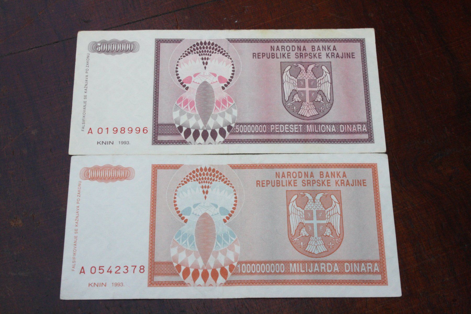 Banconote: Republike SRPSKE 2 billets – Usato da Cormondrèche venduto da Hermes.monnaies