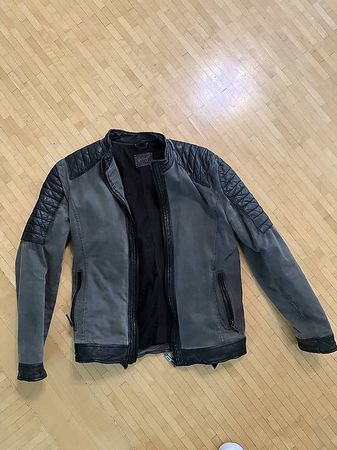 MAZE Lederjacke Materialmix Grau/Schwarz Grösse M