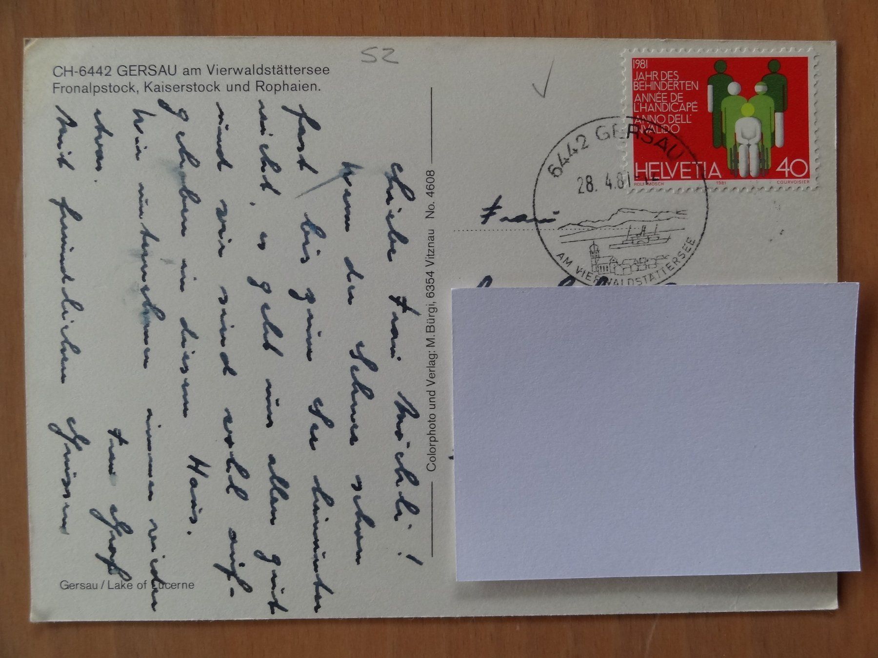 Ansichtskarten: Gersau - SZ - 1981 – Gebraucht aus St Léonard von Riglin 1