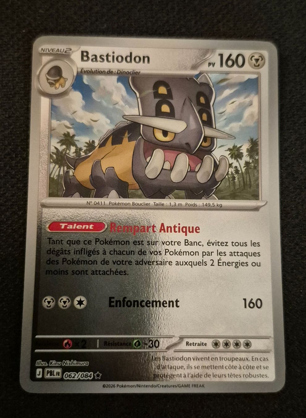 Pokémon Carte collezionabili: BASTIODON 062/084 REVERSE POKEMON NUIT NOIRE – Usato da Grand-Lancy venduto da luc111