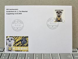 FDC Ausschnitt Crypto-Stamp Nr.2, The Meerkat, Türkise