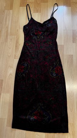 Vestito lungo in velluto con rose - taglia XS