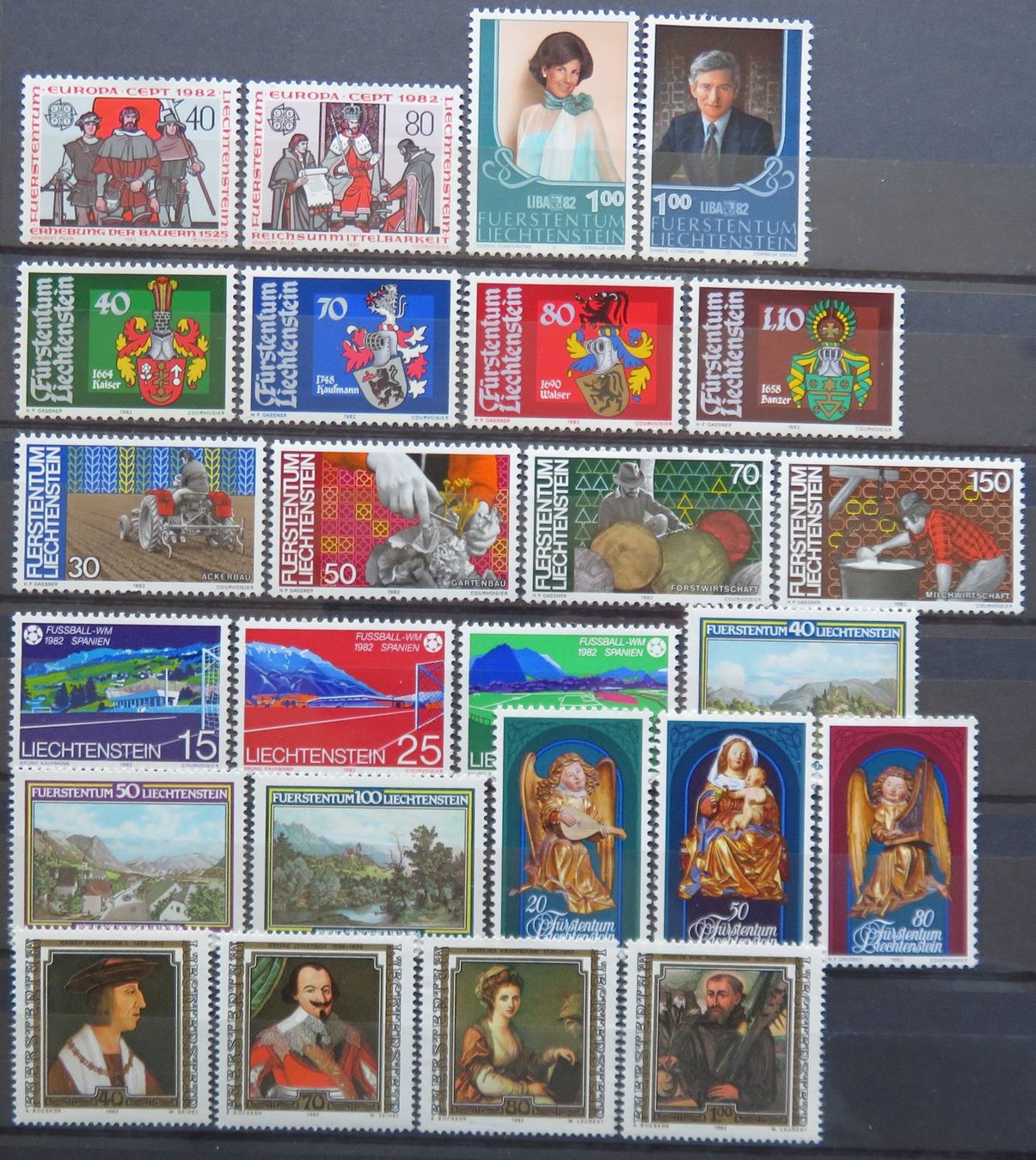 Tutti i francobolli: Liechtenstein Jahr 1982 postfrisch ** – Nuovo e nell'imballaggio originale da Vaduz venduto da muro100