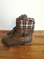 Braune Stiefeletten mit Karo Muster Gr. 37