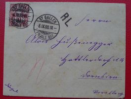 1888, RAYON LIMITROPHE von St.GALLEN nach Dornbirn (AT)
