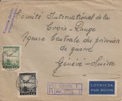 Flugpostbrief 1947 Polen - Rotes Kreuz