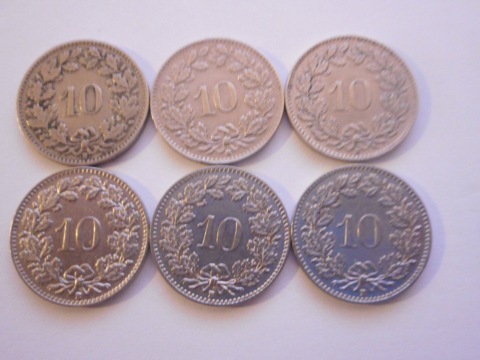 Tutti le monete: 6 x 10 Rp. alt ab 1920 – Usato da Kriegstetten venduto da pizlad2010 4