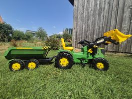 John Deere Trettraktor mit Anhänger, Rolly Toys
