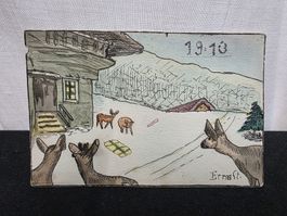 Alte Ansichtskarte gezeichnet 1910 mit Wild Motiv