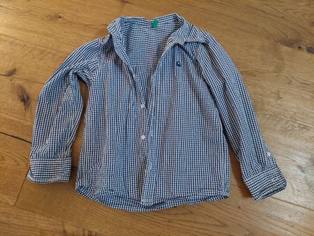 Jungenhemd kariert Gr. 122 blau/weiss