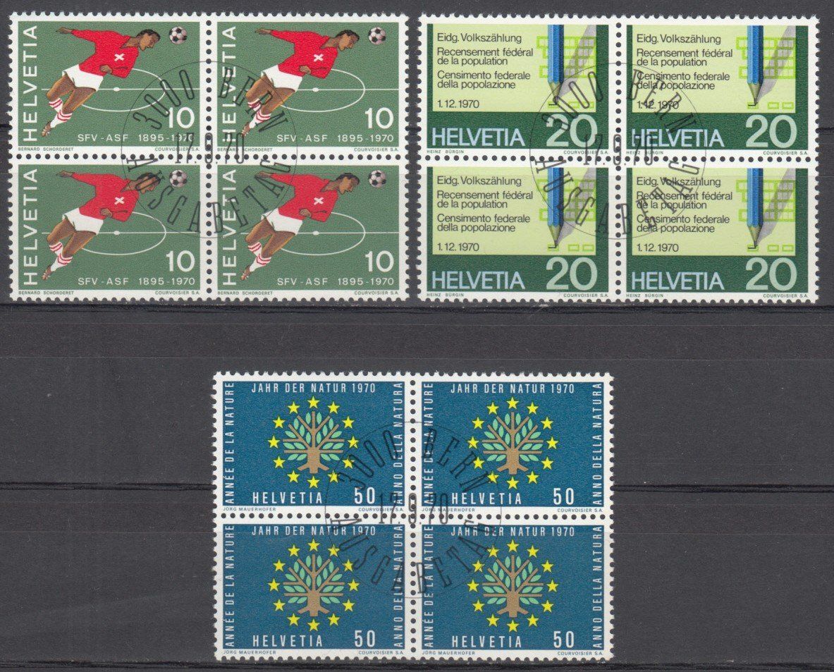 Alle Briefmarken: SBK 487 - 489 im 4er Block mit ET – Gebraucht aus Bürglen TG von StampGraf
