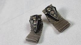 Elegante Vintage Ohrringe Strass Milanaise Geflecht (521)