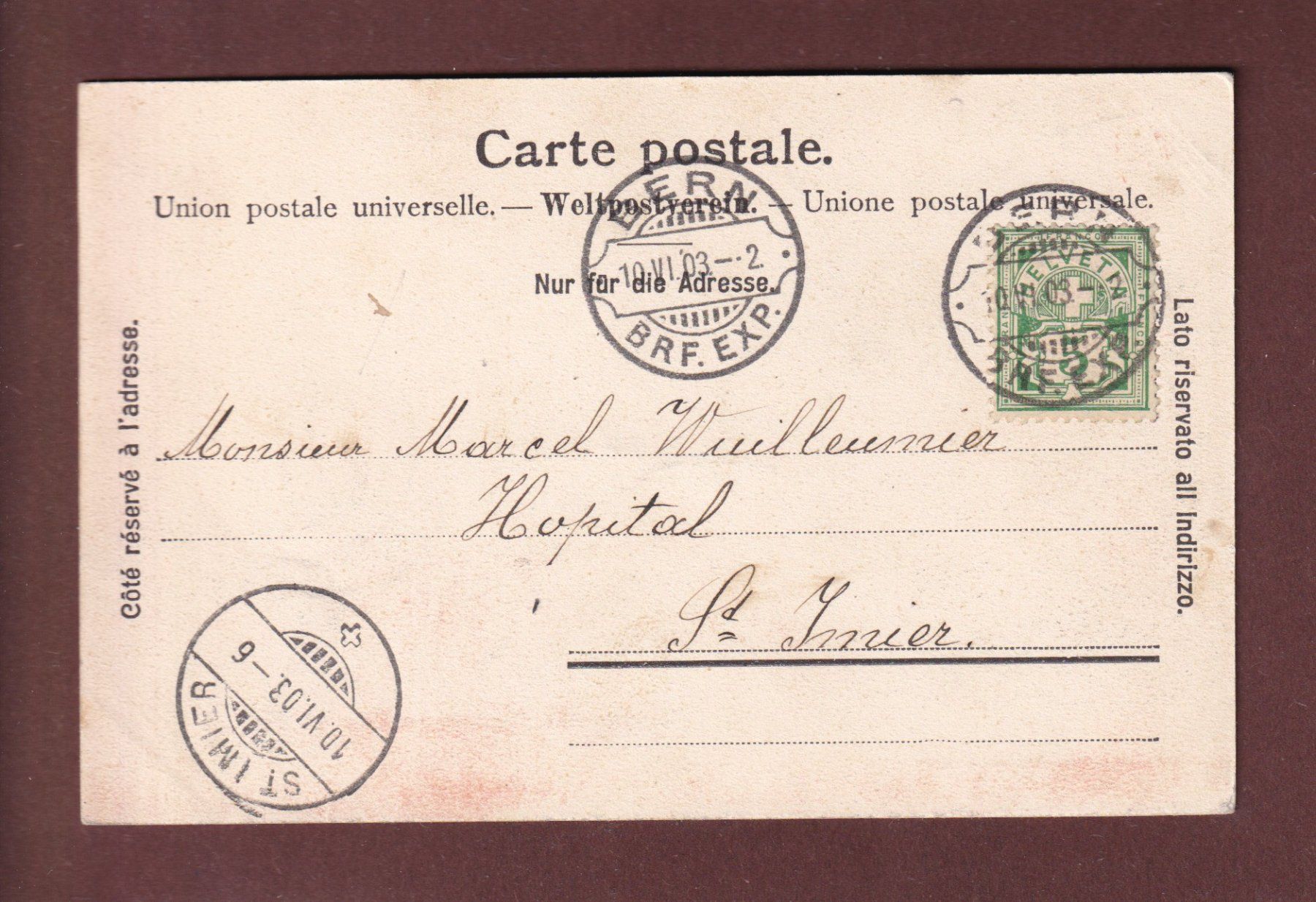 Cartoline postali: BERN - Marktgasse - Tram - 1903 – Usato da Pully venduto da nicecards-shop 1