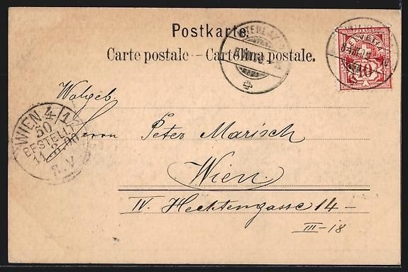 Cartoline postali: AK Interlaken, Ortsansicht mit Jungfrau – Usato da Berlin venduto da bartko-reher 1