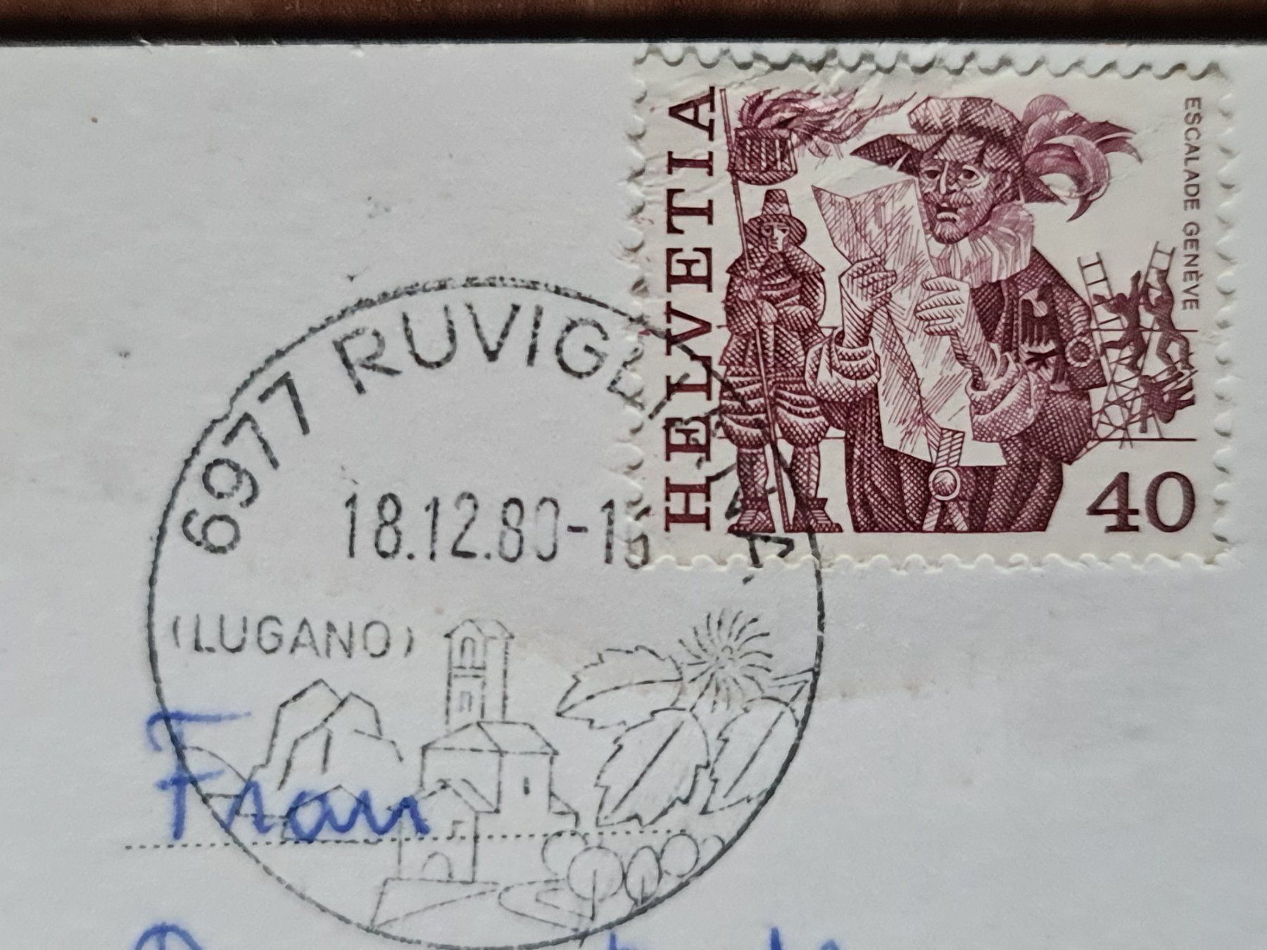 Cartoline postali: Ansichtskarte Ruvigliana 1980 – Usato da Dintikon venduto da Vexi 1
