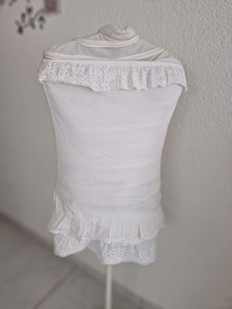 White Cotton Blend Top with Ruffles
