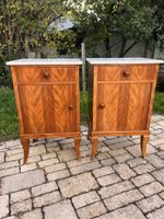 2 antike Vintage Nachttische mit schöner Marmorplatte