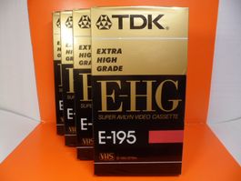 4  VIDEOKASETTEN  TDK  195   EXTRA HD    NEU  Vintage  1980