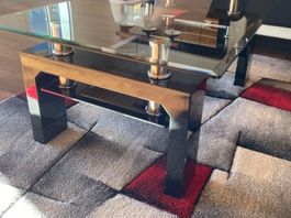 Couchtisch Glas schwarz mit Ablage