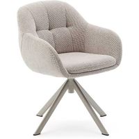 Kave Home Drehstuhl Dorina Chenille Stoff beige Stahlbeine