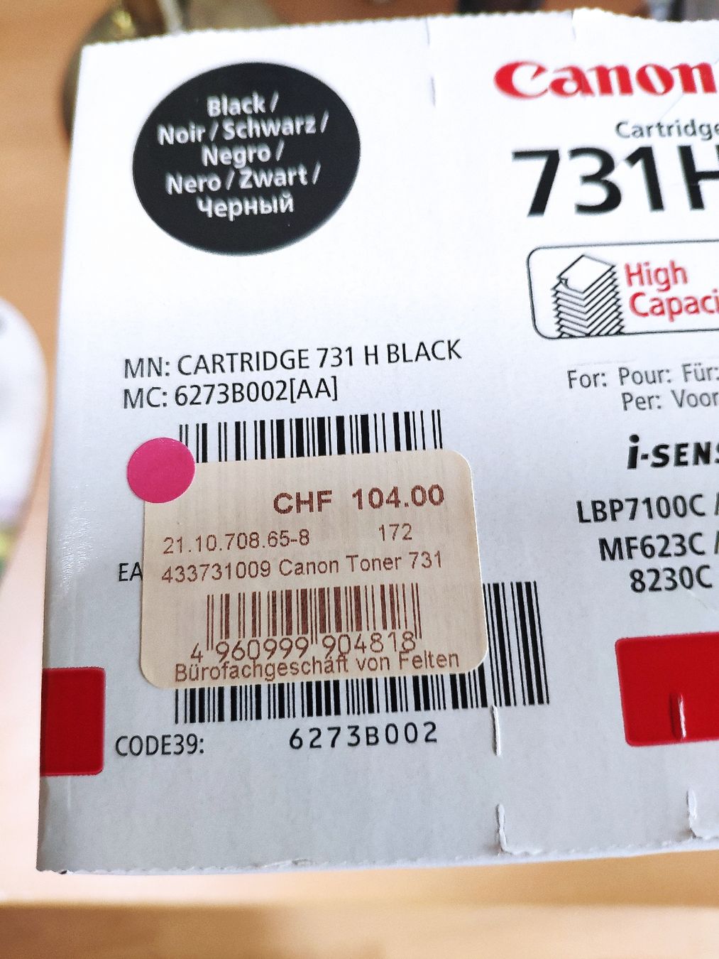 Canon Cartucce per stampanti & toner: CanonToner – Nuovo e nell'imballaggio originale da Schönenwerd venduto da Furby11
