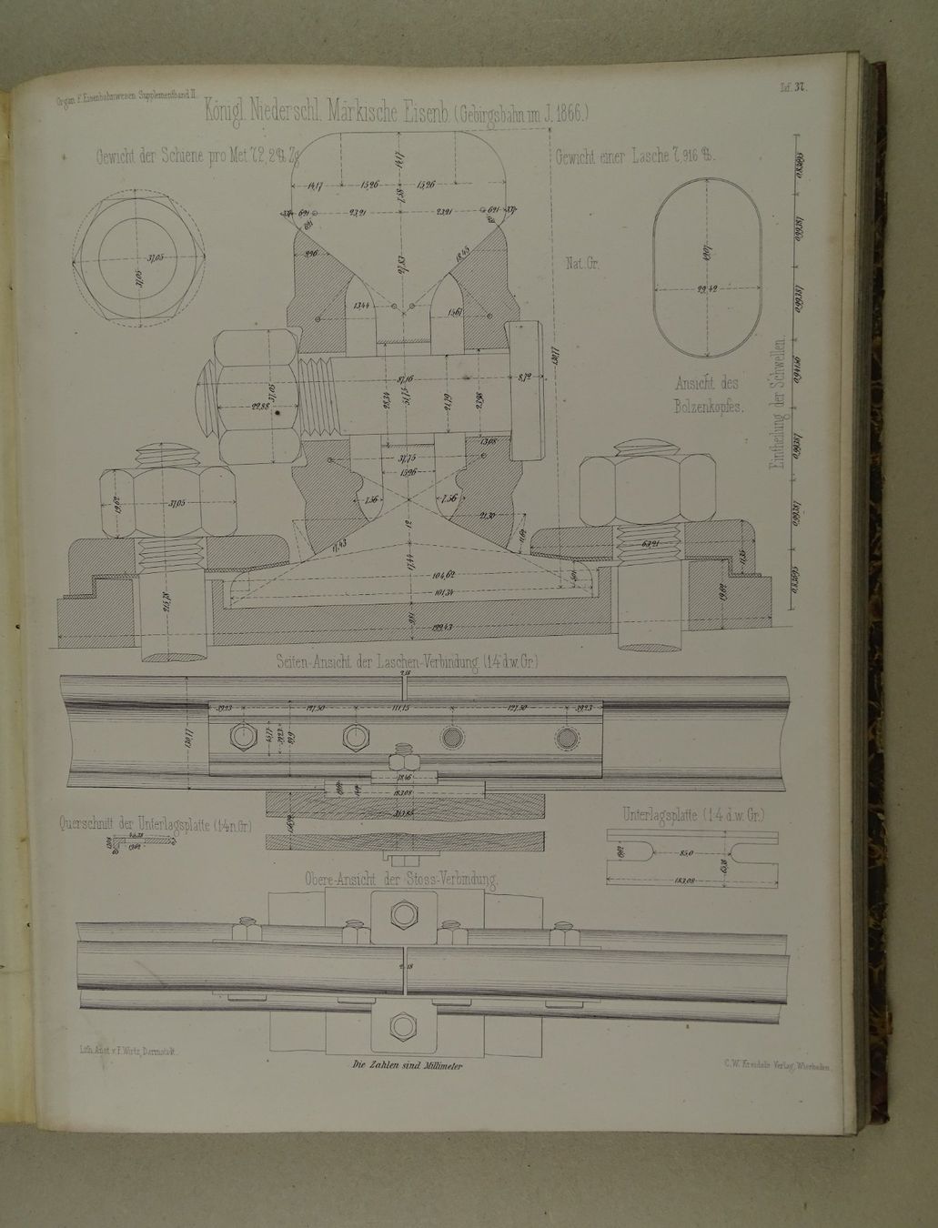Libri: FORTSCHRITTE DES EISENBAHNWESENS IN TECH. BEZIEHUNG, 1871 – Usato da Grüningen venduto da Kartensammler 6