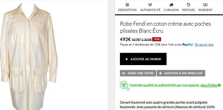 Fendi Kleider: Hemdkleid FENDI robe chemise .38 – Gebraucht aus Collonges von Auganien 7