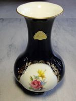 Bavaria Kobaltblau Vase - Gold Akzent mit Dekor von Blumen