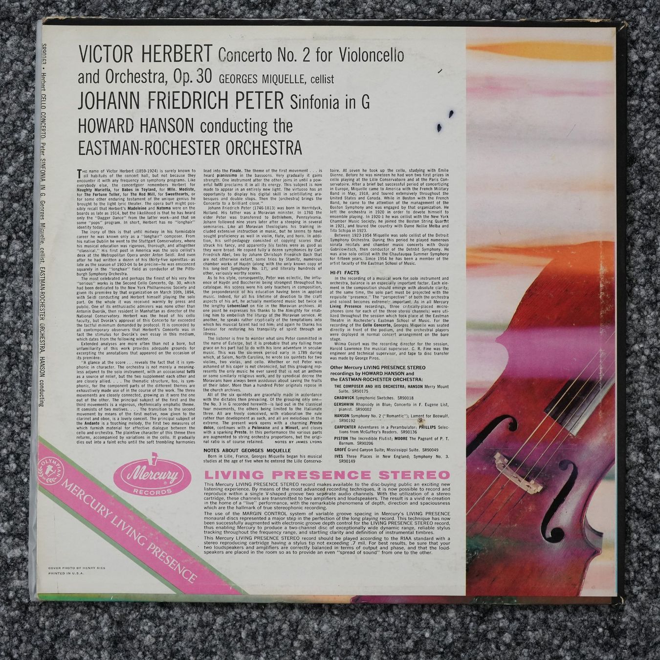 Schallplatten: Mercury SR 90163 / Herbert / Cello Concerto – Gebraucht aus Brunnen von Techfreak1 1