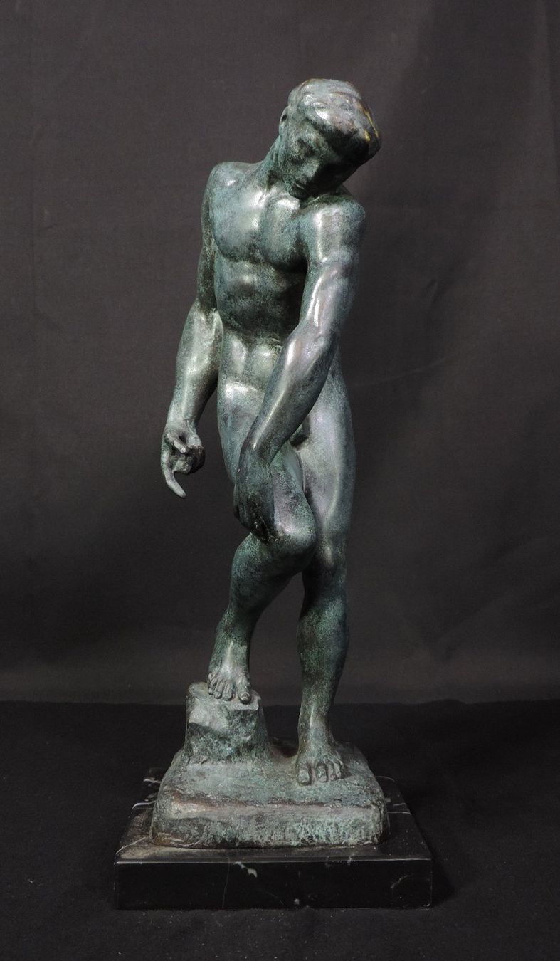 Sculture & Statue: Signierte, grosse Bronze Skulptur, Adam – Usato da Duggingen venduto da roterbambus