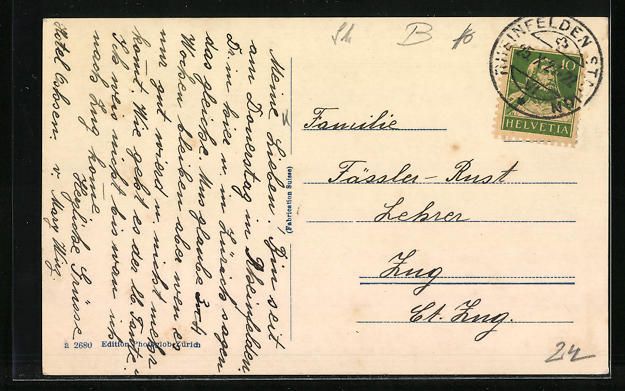 Cartoline postali: AK Rheinfelden, Ortspartie, 1927 – Usato da Berlin venduto da bartko-reher 1