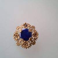schöne Brosche mit blauem Stein Lapislazuli ? Vintage