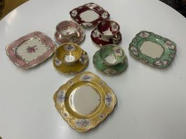 12-teiliges Porzellan Kaffeeset Manufaktur Königl. pr Tettau