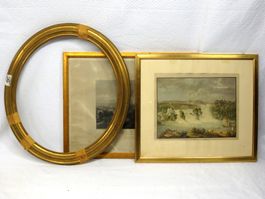 lot 3 cadre bois doré. 3 antik Rahmen Holz vergoldet