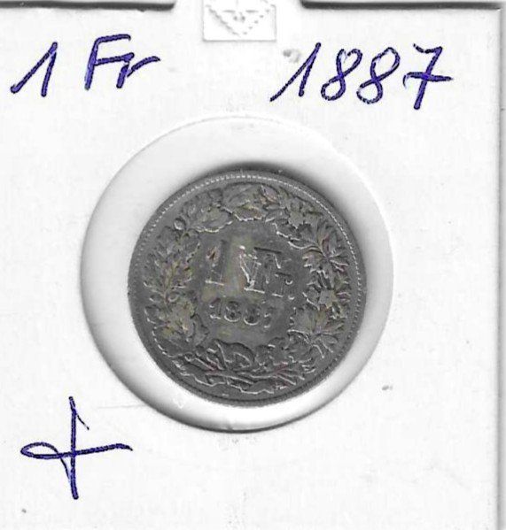Tutti le monete: Monnaie Suisse: 1 Fr 1887 – Usato da Muraz (Collombey) venduto da Resine