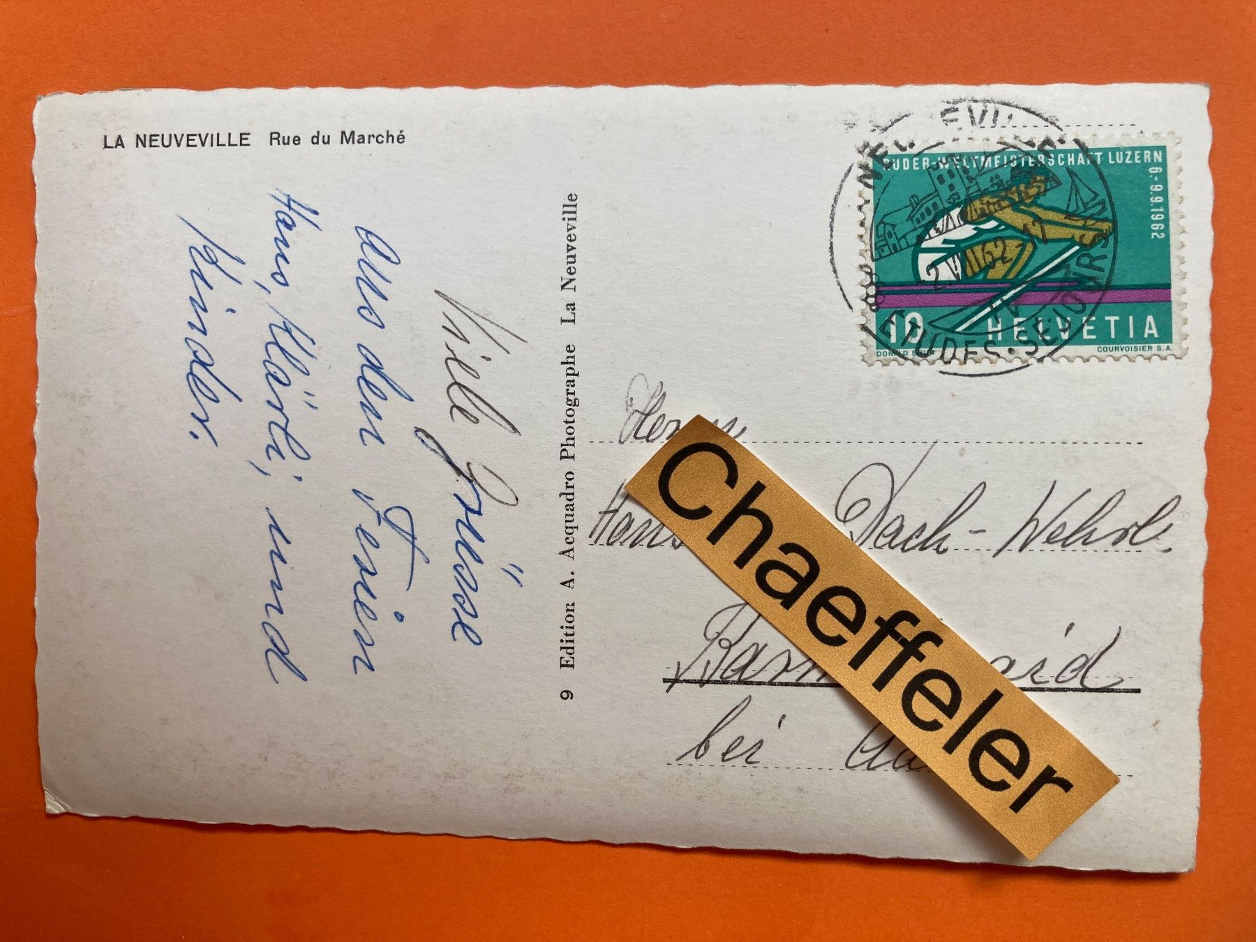 Cartoline postali: 1962 La Neuveville. Rue du Marché – Usato da Zürich venduto da Chaeffeler 1