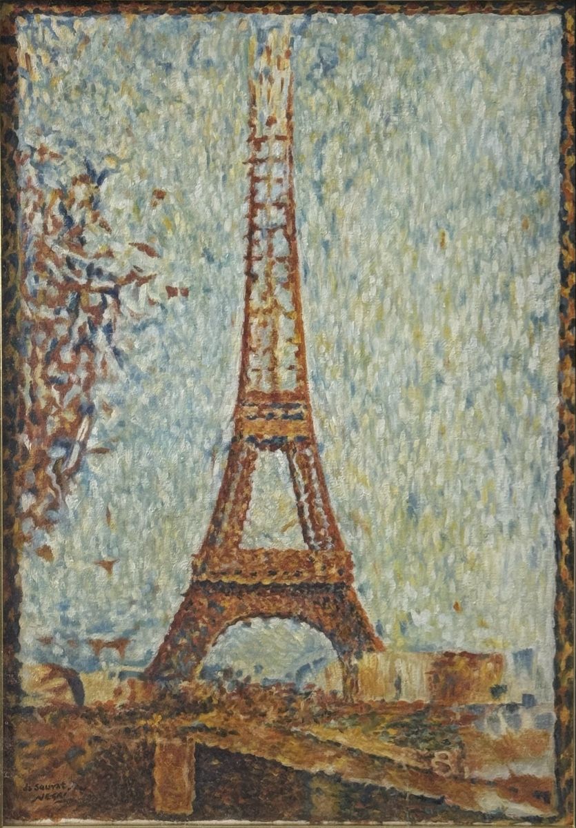 Dipinti: Neri Dipinto Torre Eiffel, cornice dorata, 63x49 cm – Usato da Genève venduto da GenevasWunderkammer 1