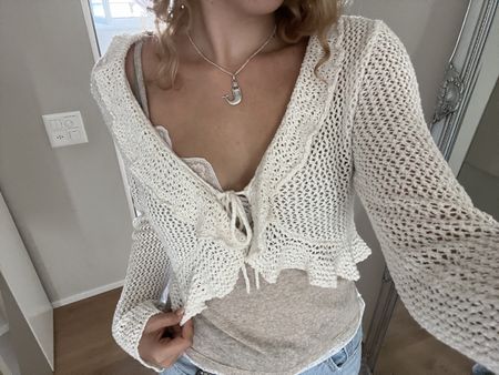 Pull&Bear Sommer Strickjacke, creme, Gr. S, neuwertig