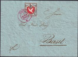 1843, Nr.8a (Basler Taube) auf Winter-Fälschungsbrief