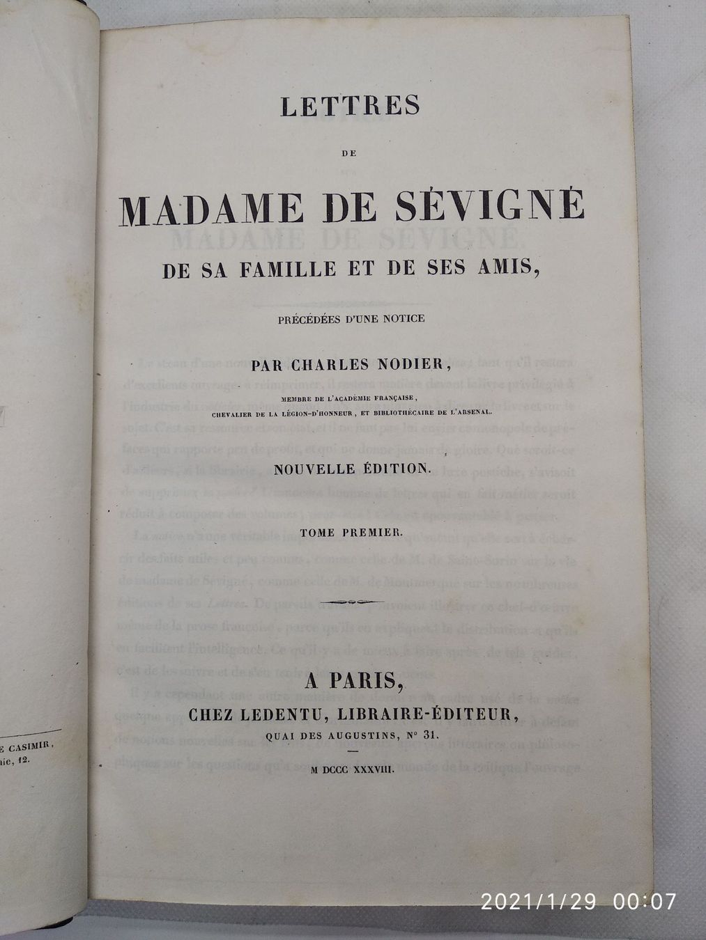 Bücher: DE SEVIGNÉ - LETTRES - 1838 – Gebraucht aus Goldach von Gaip