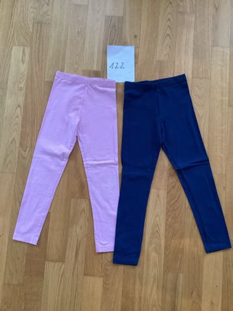 2 Leggings für Mädchen, Grösse 122, Rosa & Marine