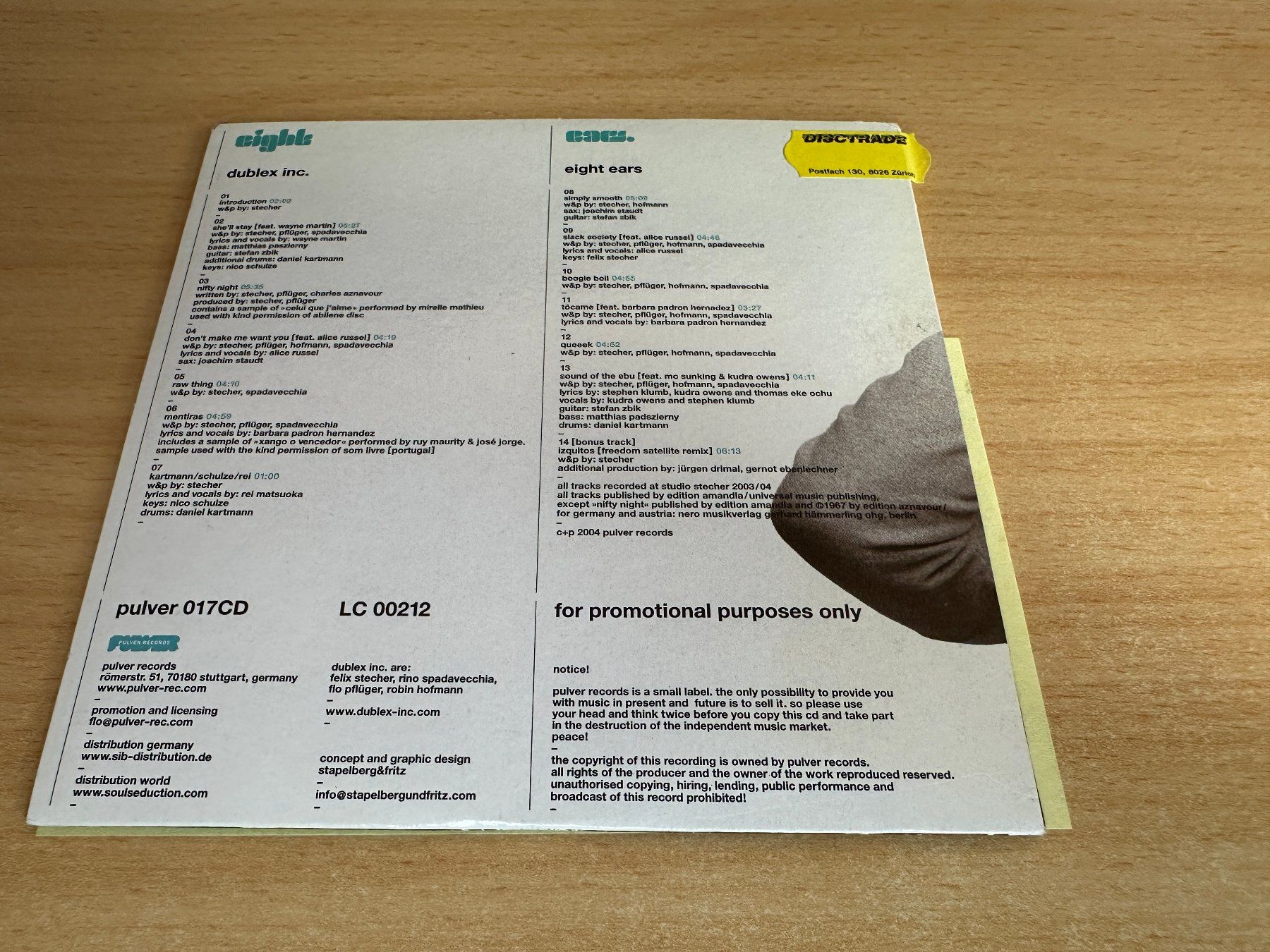 CDs: Dublex Inc. – Eight Ears - Promo CD – Gebraucht aus Rikon im Tösstal von Alpenmutz 1