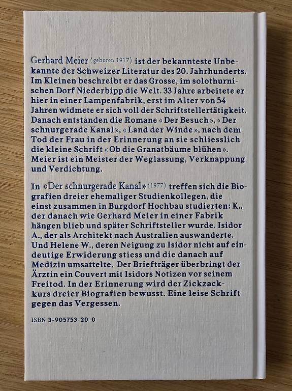 Libri: Schweizer Bibliothek: Gerhard Meier- Der schnurgerade Kanal – Usato da Birmensdorf ZH venduto da crabalocker67 1